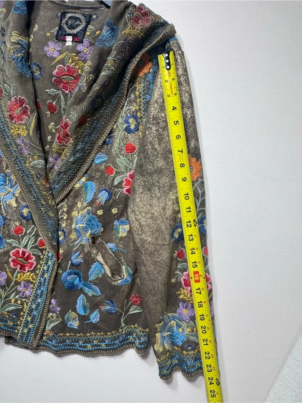 Johnny Was embroidered Hoodie biya Duster Cardigan wrap like new size Xlarge